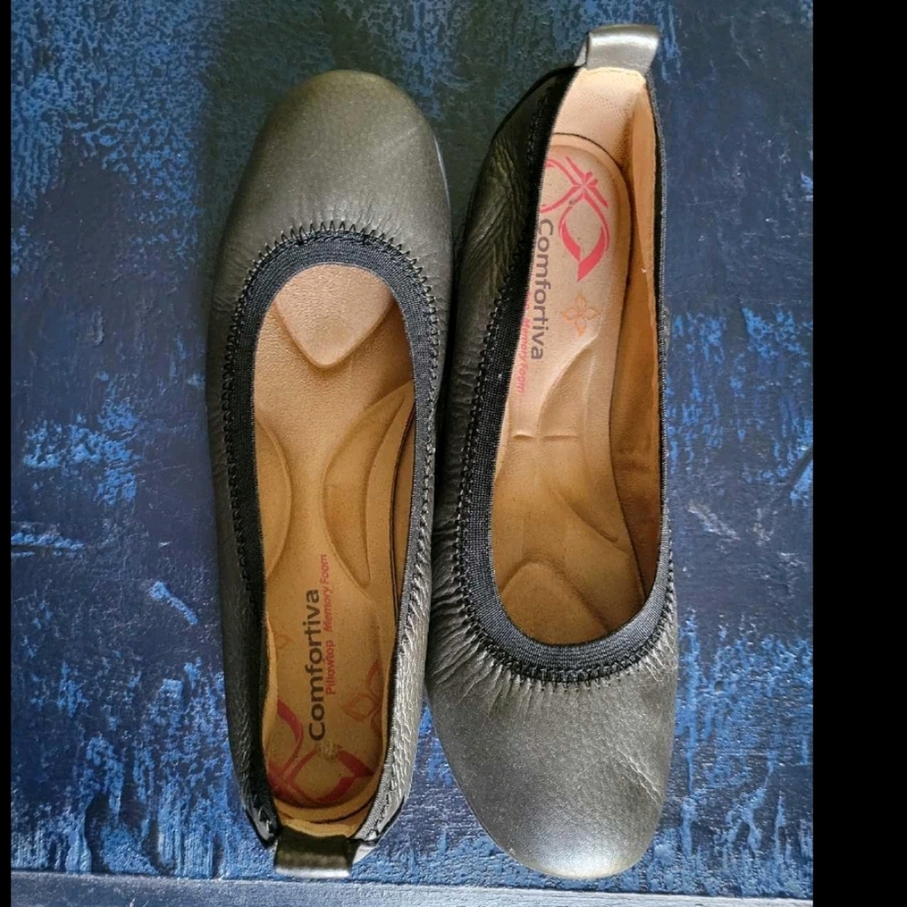 Comftiva Pewter Ballet Flat 7.5